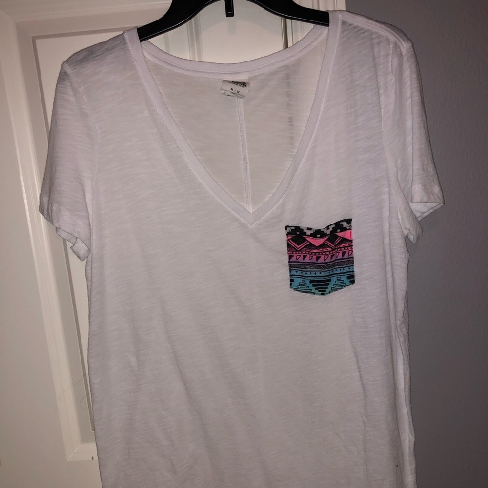 PINK brand white top with pattern pocket